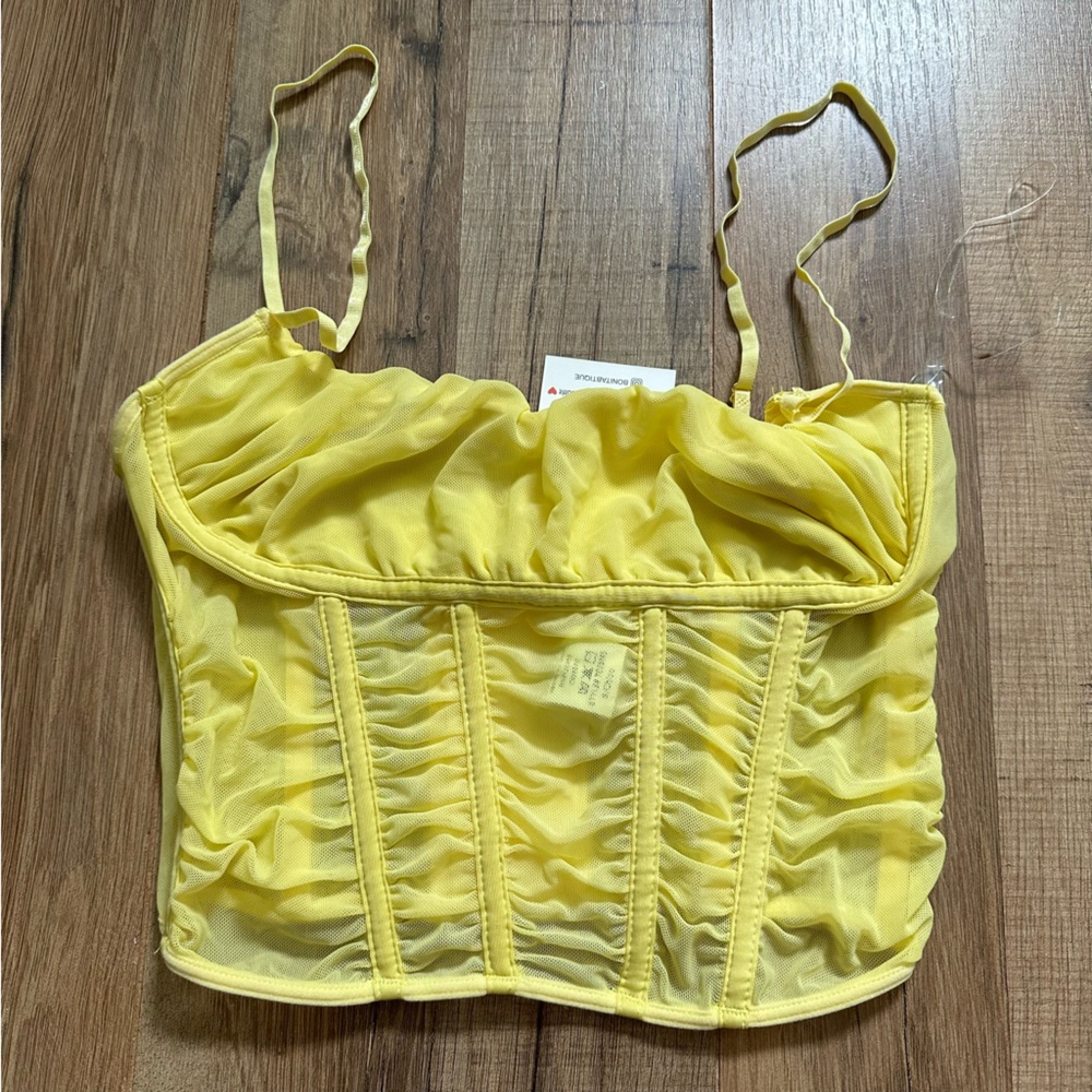 NWT yellow corset crop top